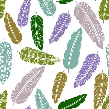 Abstract feathers seamless pattern for wrapping paper and fabrics and linens Stock Illustration