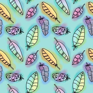 Abstract feathers seamless pattern for wrapping paper and fabrics and linens Stock Illustration