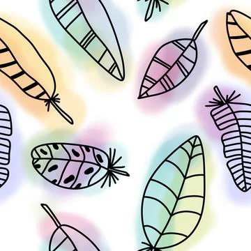 Abstract feathers seamless pattern for wrapping paper and fabrics and linens Stock Illustration