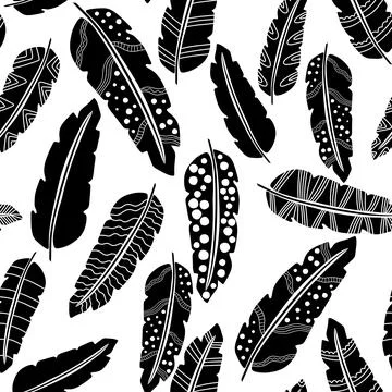 Abstract feathers seamless pattern for wrapping paper and fabrics and linens Stock Illustration