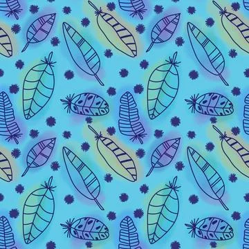 Abstract feathers seamless pattern for wrapping paper and fabrics and linens Stock Illustration