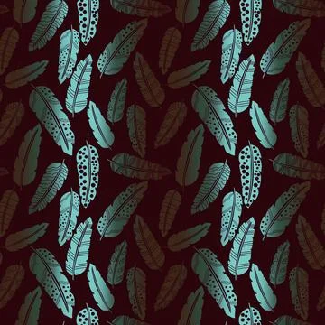 Abstract feathers seamless pattern for wrapping paper and fabrics and linens Stock Illustration