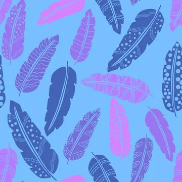 Abstract feathers seamless pattern for wrapping paper and fabrics and linens Stock Illustration