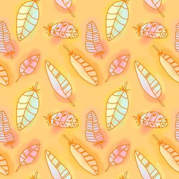 Abstract feathers seamless pattern for wrapping paper and fabrics and linens Stock Illustration