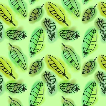 Abstract feathers seamless pattern for wrapping paper and fabrics and linens Stock Illustration