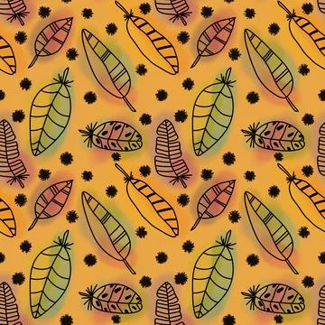 Abstract feathers seamless pattern for wrapping paper and fabrics and linens Stock Illustration
