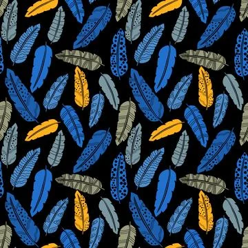 Abstract feathers seamless pattern for wrapping paper and fabrics and linens Stock Illustration