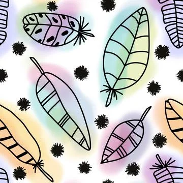 Abstract feathers seamless pattern for wrapping paper and fabrics and linens Stock Illustration