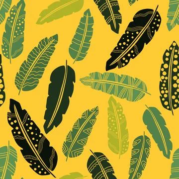 Abstract feathers seamless pattern for wrapping paper and fabrics and linens Stock Illustration