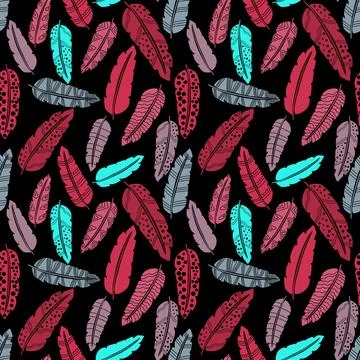 Abstract feathers seamless pattern for wrapping paper and fabrics and linens Stock Illustration