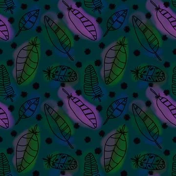 Abstract feathers seamless pattern for wrapping paper and fabrics and linens Stock Illustration