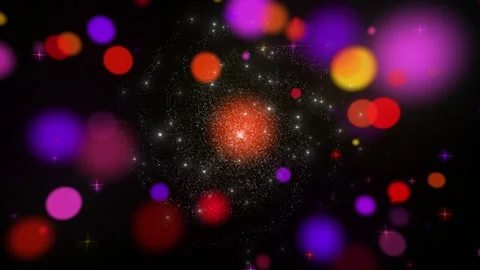 Abstract festive background featuring vibrant glowing bokeh orbs and shimmering 스톡 동영상 345331102