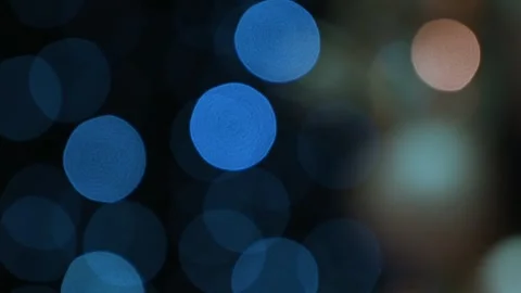 Abstract festive blurred bright blue and orange christmas lights bokeh back.. Stock Footage 339758986