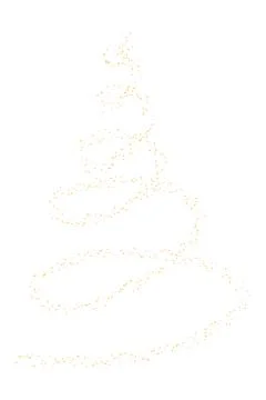 Abstract festive Christmas tree forming with golden glitter dots. Vector il.. 스톡 일러스트