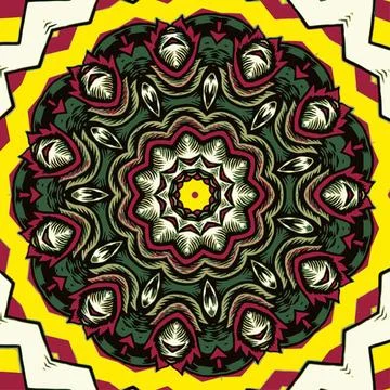 Abstract festive colorful mandala vector ethnic tribal pattern Stock Illustration