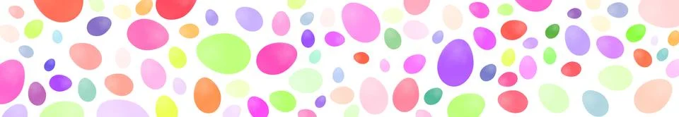 Abstract festive easter panorama background. colorful multicolored eggs on wh Stock Illustration