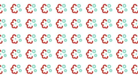 Abstract festive pattern featuring red hand-drawn floral shapes and teal ci.. 스톡 일러스트