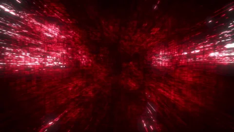 Abstract Festive Red Digital Block Space VJ Loop Vídeo Stock 132142917