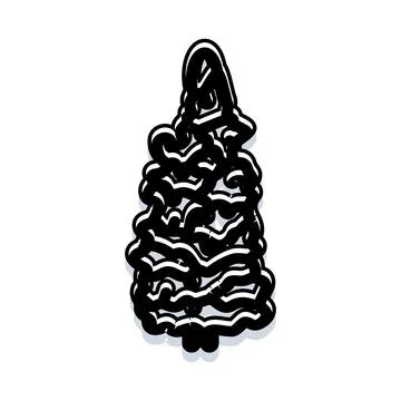 Abstract festive tree doodle with black lines Stock Illustration