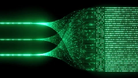 Abstract Fiber Optic Cable Connection and Network Tech Animation Stock Footage 335536426