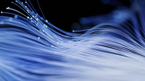 Abstract fiber optic cables animation showing blue data transmission signal.. Stock Footage 332316966