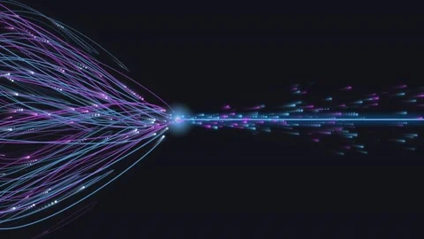 Abstract fiber optic data transmission with glowing particles in dark digit.. Stock-Footage 340852288