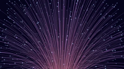 Abstract fiber optic light strands with glowing particles on dark background Vídeos de archivo 333188891