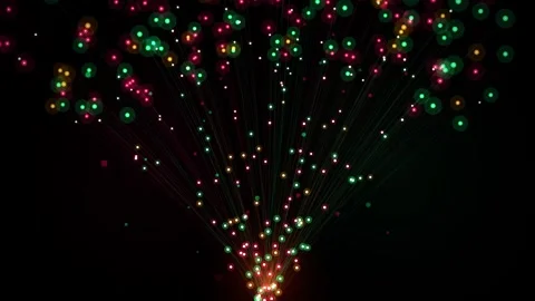 Abstract fiber optic light strands glowing with dynamic particle motion dar.. Stock Footage 344835431