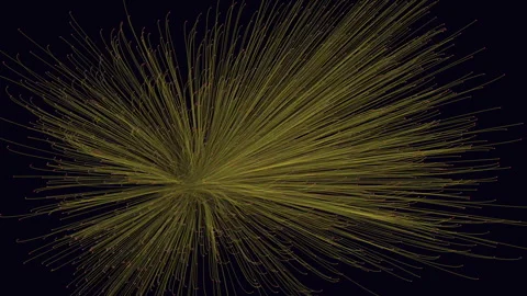 Abstract fiber optic light streaks exploding from center on dark background Vídeos de archivo 334139047