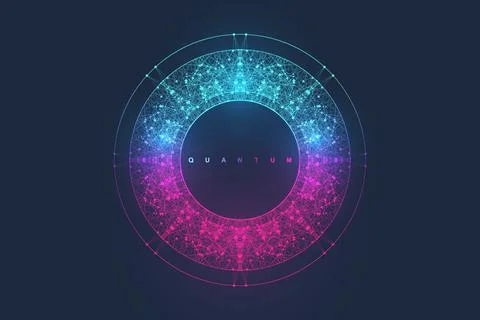 Abstract fiction vector illustration quantum computer technology. Sphere Illustrazione stock