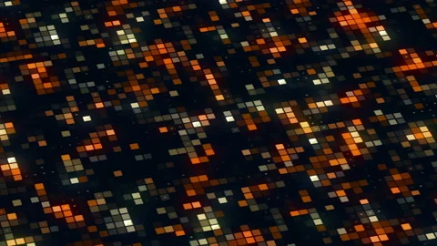 Abstract field of blinking rows of tiny squares on a black background. Motion Stock Footage 195342995