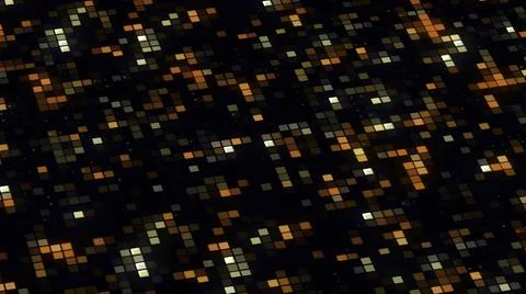 Abstract field of blinking rows of tiny squares on a black background. Motion Stock Illustration