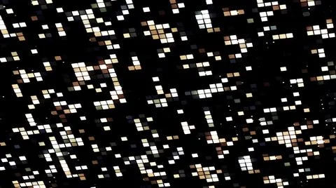 Abstract field of blinking rows of tiny squares on a black background. Motion Stock Illustration