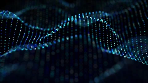 Abstract field of blue particle waves smoothly flowing on a dark background Stock Footage 270113381