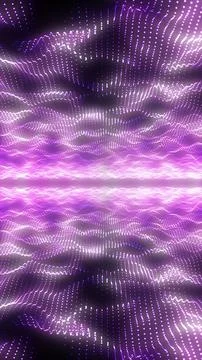 Abstract field of glowing purple light particles in wave-like motion, creat.. Stock Illustration