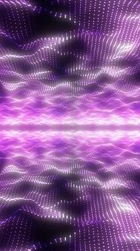 Abstract field of glowing purple light particles in wave-like motion, creat.. Stock Illustration