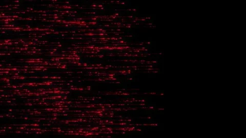 An abstract field of growing red data-like fragmented particles moving left Stock Footage 331784936