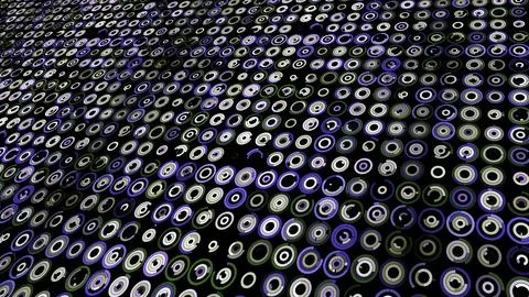 Abstract field of small same size loading rings. Animation. Digital background Illustrazione stock