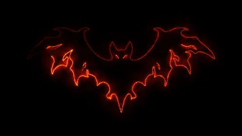 Abstract fiery bat motion video illuminating on black background for hallow.. Stock Footage 339072914