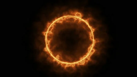 Abstract fiery circle on a dark background. Shining circular banner. Stock Footage 121456172