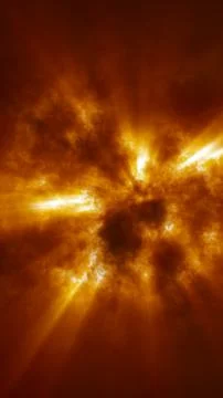Abstract fiery cloud formation with bright golden rays of light emerging fr.. Stock Illustration