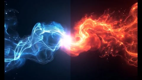 Abstract fiery energy streams collision concept background animation Stock Footage 318948314