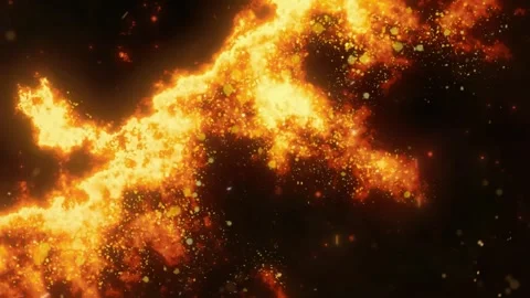 Abstract fiery explosion with dynamic particle effects in dark studio setting Stock-Footage 345775198