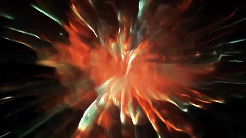 Abstract fiery explosion, radiating orange and red hues with dark streaks. Stock Footage 299247986