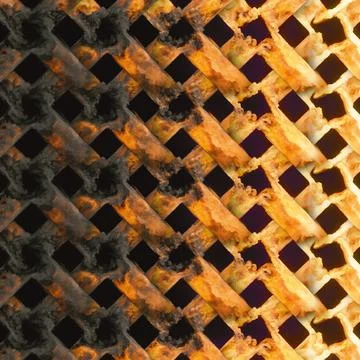 Abstract Fiery Grid 3D Render Texture Stock Illustration