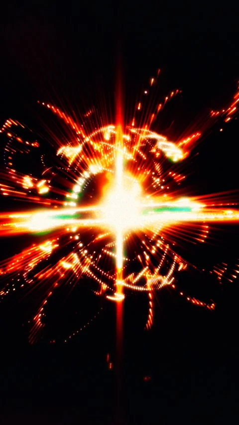 Abstract Fiery Plasma Energy Core Glowing Particle Sphere Loop Stock Footage 340339716