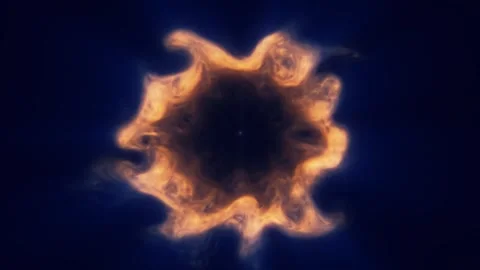 Abstract fiery plasma ring glowing like a cosmic portal on a dark blue back.. Stock Footage 338396666