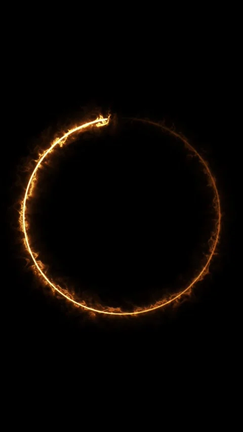 Abstract fiery ring animation on black background with copy space. 動画素材 334909574