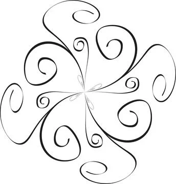 Abstract figure of black lines of different thickness on a white background. Stock Illustration