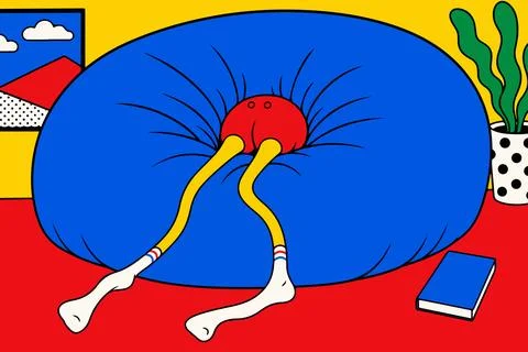 Abstract Figure on Blue Cushion Stock Illustration
